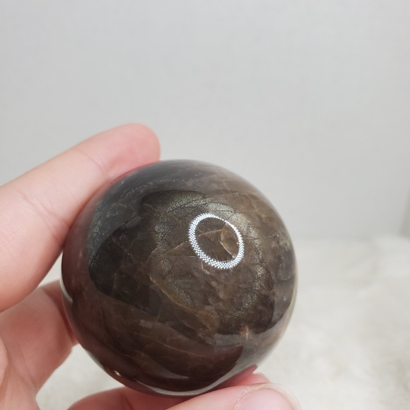 Flashy Black Moonstone Sphere - Picture 10 of 13